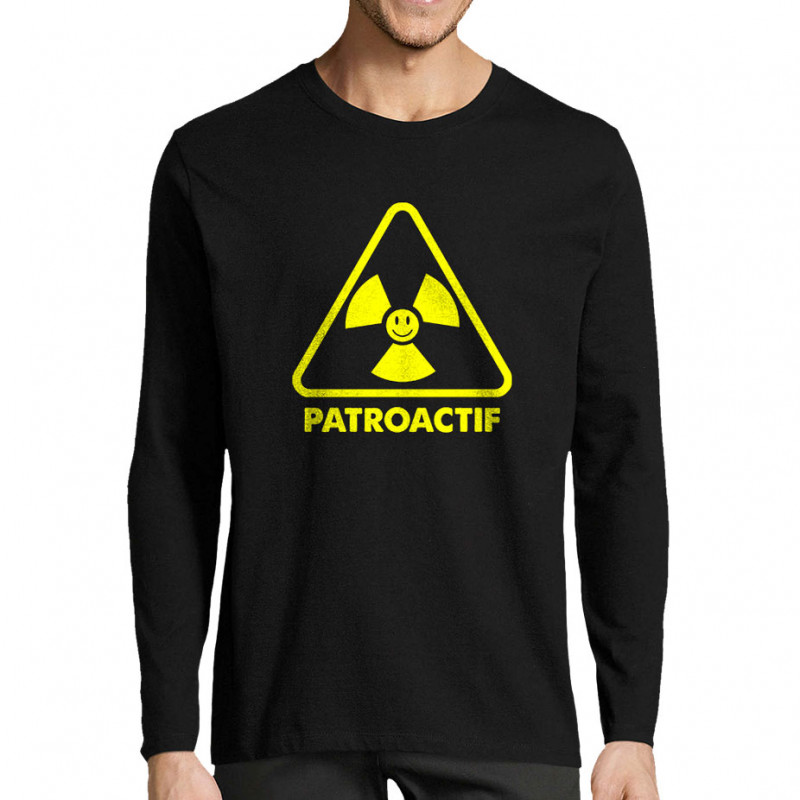 T-shirt homme manches longues noir Patroactif (Humour,Slogans Débiles,Paresse)