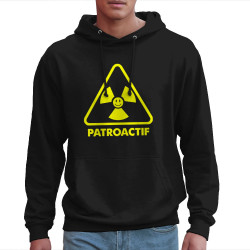 Sweat homme à capuche noir Patroactif (Humour,Slogans Débiles,Paresse)
