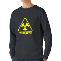 Sweat homme bio col rond gris anthracite Patroactif (Humour,Slogans Débiles,Paresse)