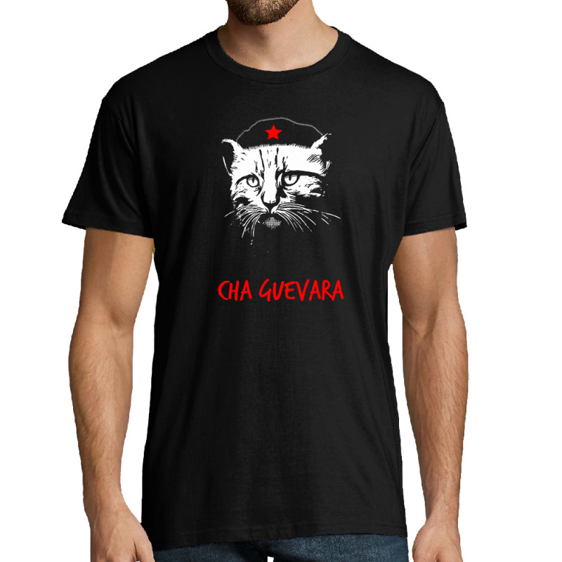 Tee-shirt homme noir Cha Guevara (Animaux,Humour,Chats,Les Bébêtes)