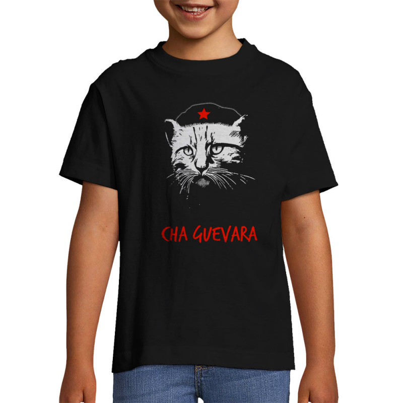 T-shirt enfant noir Cha Guevara (Animaux,Humour,Chats,Les Bébêtes)