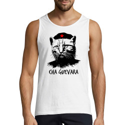 Débardeur homme blanc Cha Guevara (Animaux,Humour,Chats,Les Bébêtes)