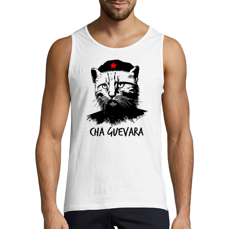 Débardeur homme blanc Cha Guevara (Animaux,Humour,Chats,Les Bébêtes)