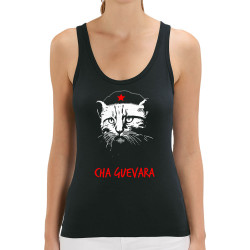 Débardeur femme coton bio noir Cha Guevara (Animaux,Humour,Chats,Les Bébêtes)
