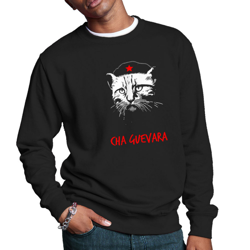 Sweat homme col rond noir Cha Guevara (Animaux,Humour,Chats,Les Bébêtes)