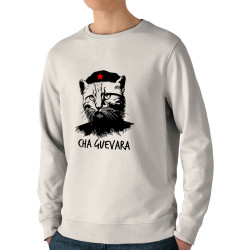 Sweat homme bio col rond naturel Cha Guevara (Animaux,Humour,Chats,Les Bébêtes)