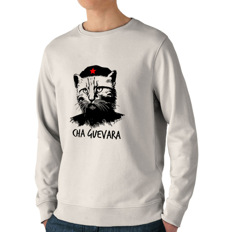 Sweat homme bio col rond naturel Cha Guevara (Animaux,Humour,Chats,Les Bébêtes)