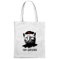 Sac shopping en toile blanc Cha Guevara (Animaux,Humour,Chats,Les Bébêtes)