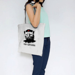 Sac shopping en toile blanc Cha Guevara (Animaux,Humour,Chats,Les Bébêtes)
