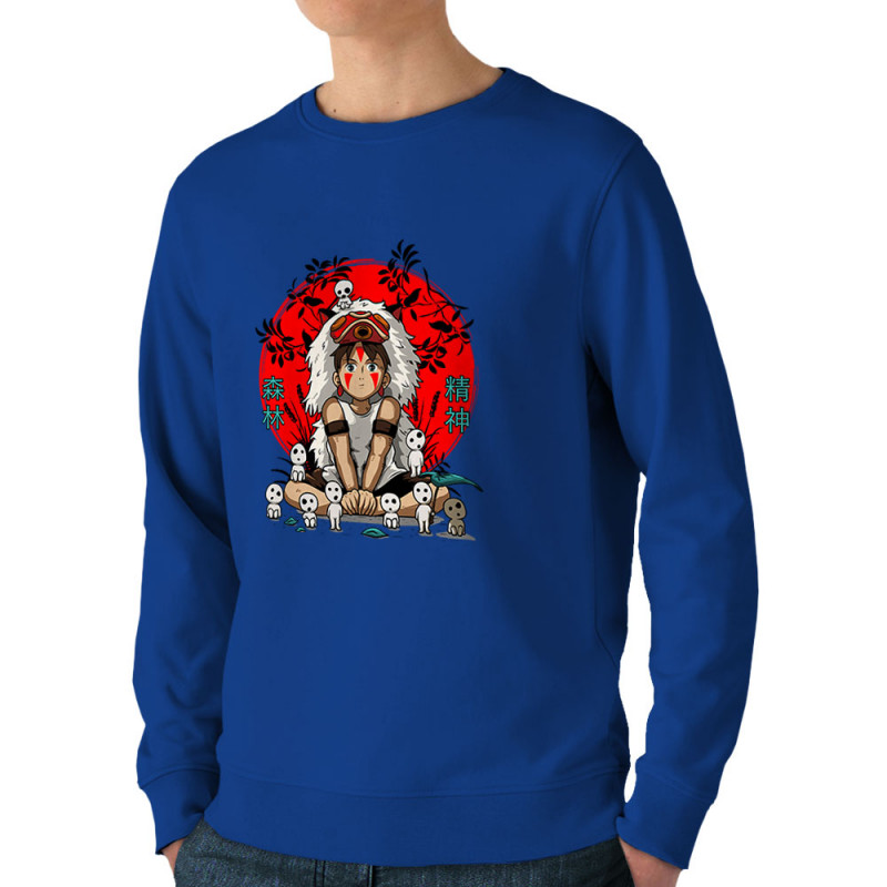 Sweat homme bio col rond bleu royal Forest Spirits (Le Duc,Films/Séries,Manga Kawaï japan)