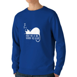 Sweat homme bio col rond bleu royal Désolé mais je suis très occupé (Gondrax,Animaux,Humour,Chats,Paresse)