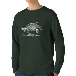 Sweat homme bio col rond vert foncé Mobil Home (Gondrax,Animaux,Humour,Les Bébêtes)