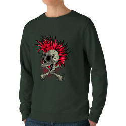 Sweat homme bio col rond vert foncé Iroskull (Simon,Têtes de morts,Rock & Punk)
