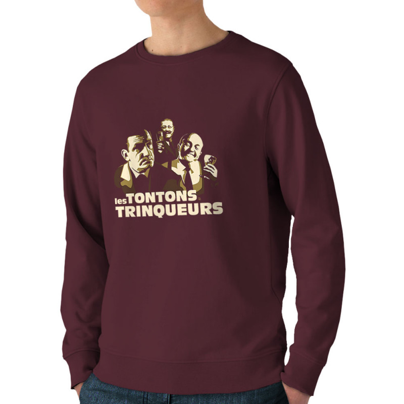 Sweat homme bio col rond bordeaux Les Tontons Trinqueurs (Trabe,Humour,Alcool,Les Tontons Flingueurs,Détournements)