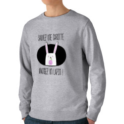 Sweat homme bio col rond gris chiné Sauvez une carotte (Gondrax,Animaux,Humour,Fruits & Légumes)