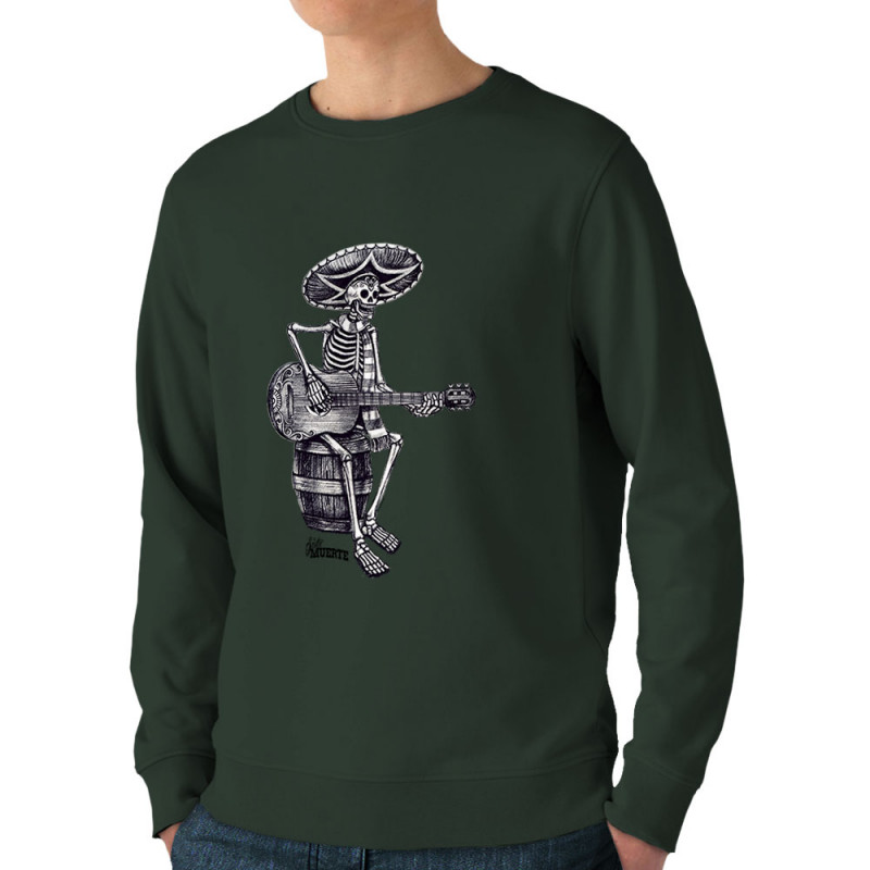 Sweat homme bio col rond vert foncé Santa Muerte - El Guitarrista (Santa Muerte,Têtes de morts,Rock & Punk)