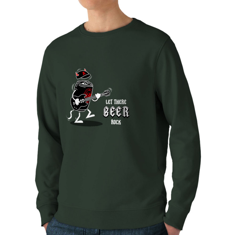 Sweat homme bio col rond vert foncé Let There Beer Rock (Gondrax,Alcool,Rock & Punk,Humour)