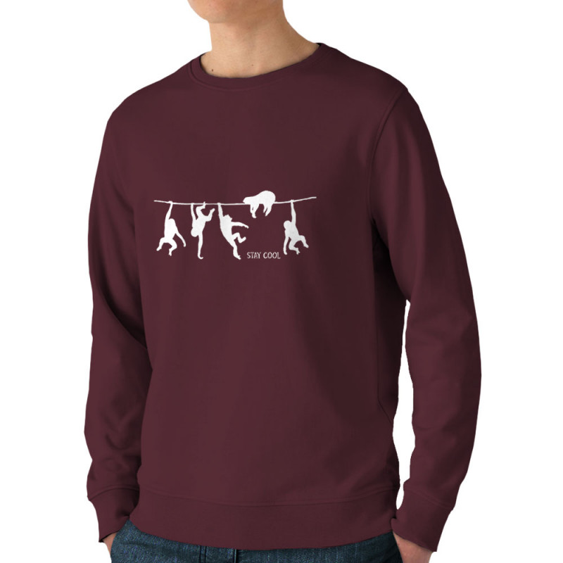 Sweat homme bio col rond bordeaux Stay Cool (Gondrax,Animaux,Stay,Paresse)