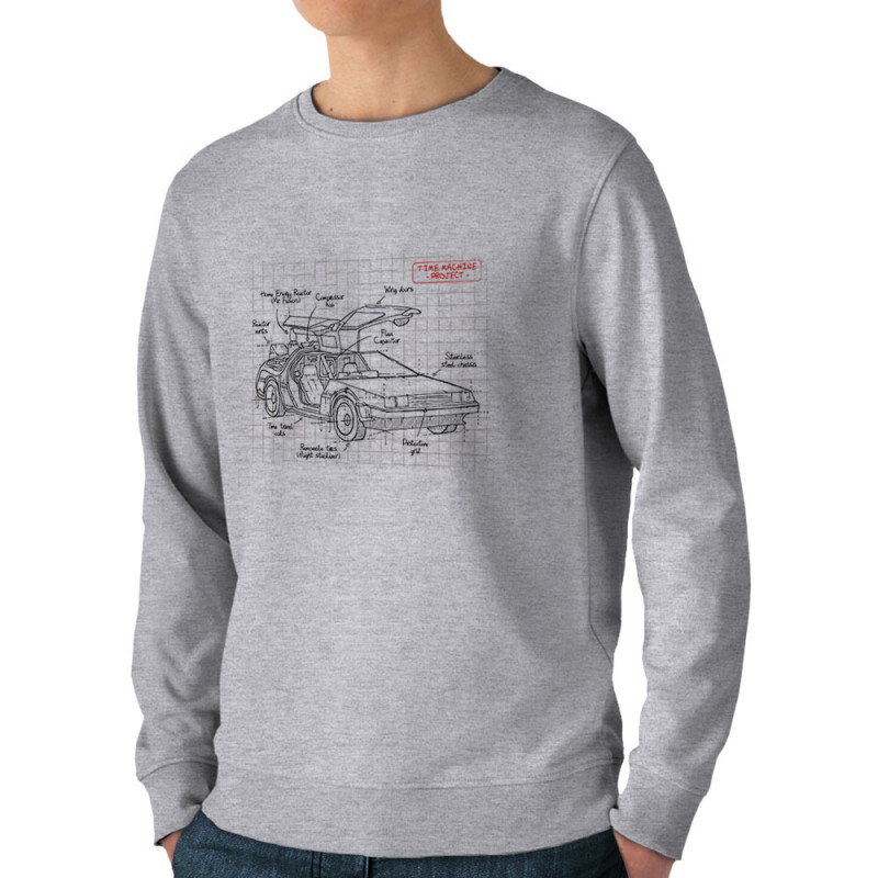 Sweat homme bio col rond gris chiné Dolorean Plan (Le Duc,Films/Séries)