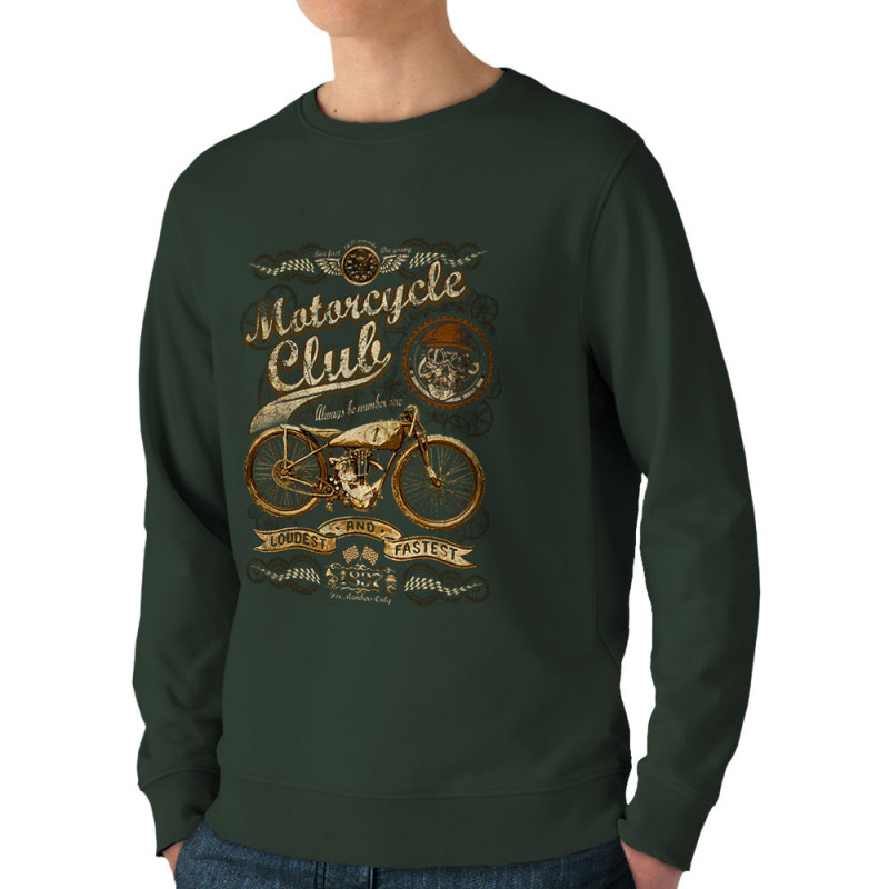 Sweat homme bio col rond vert foncé 1837 - Motorcycle Club (Gondrax,1837,Moto,Steam Punk,Moto)