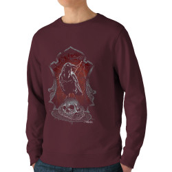 Sweat homme bio col rond bordeaux Diabolik Evil Crow (Simon,Diabolik,Têtes de morts,Enfer)