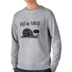 Sweat homme bio col rond gris chiné Fast and Furious 2 (Gondrax,Animaux,Humour,Les Bébêtes)