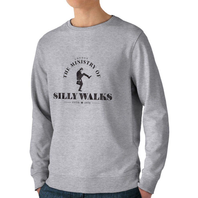 Sweat homme bio col rond gris chiné Silly Walks (Alex Kidd,Films/Séries)