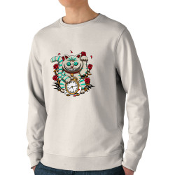 Sweat homme bio col rond naturel Lucky Alice Cat (Le Duc,Animaux,Chats)