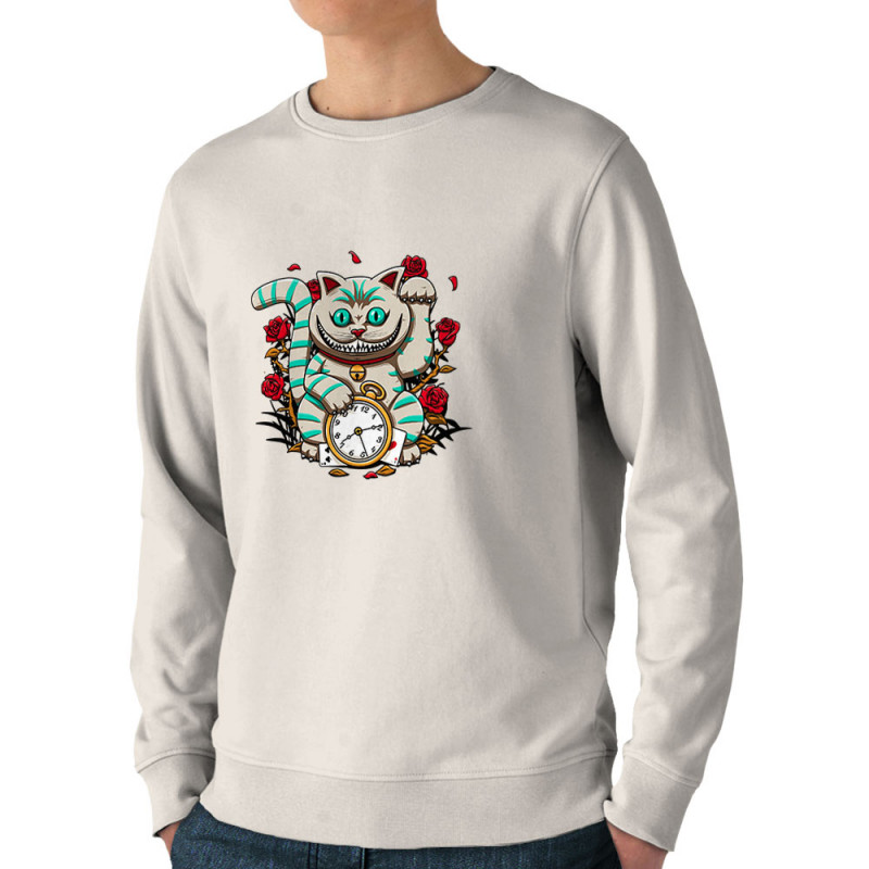 Sweat homme bio col rond naturel Lucky Alice Cat (Le Duc,Animaux,Chats)