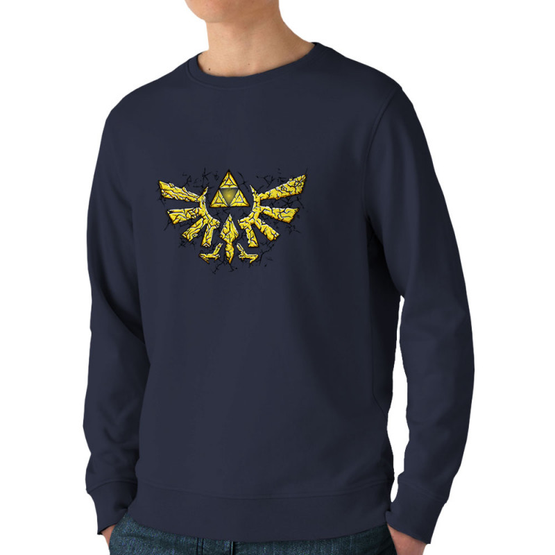 Sweat homme bio col rond bleu marine Triforce Stone (Le Duc,Jeux Vidéo / Geek)