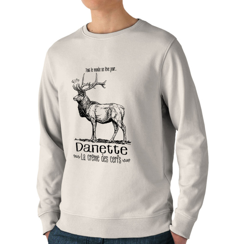 Sweat homme bio col rond naturel La crème des cerfs (Gondrax,Les Bébêtes,Animaux)