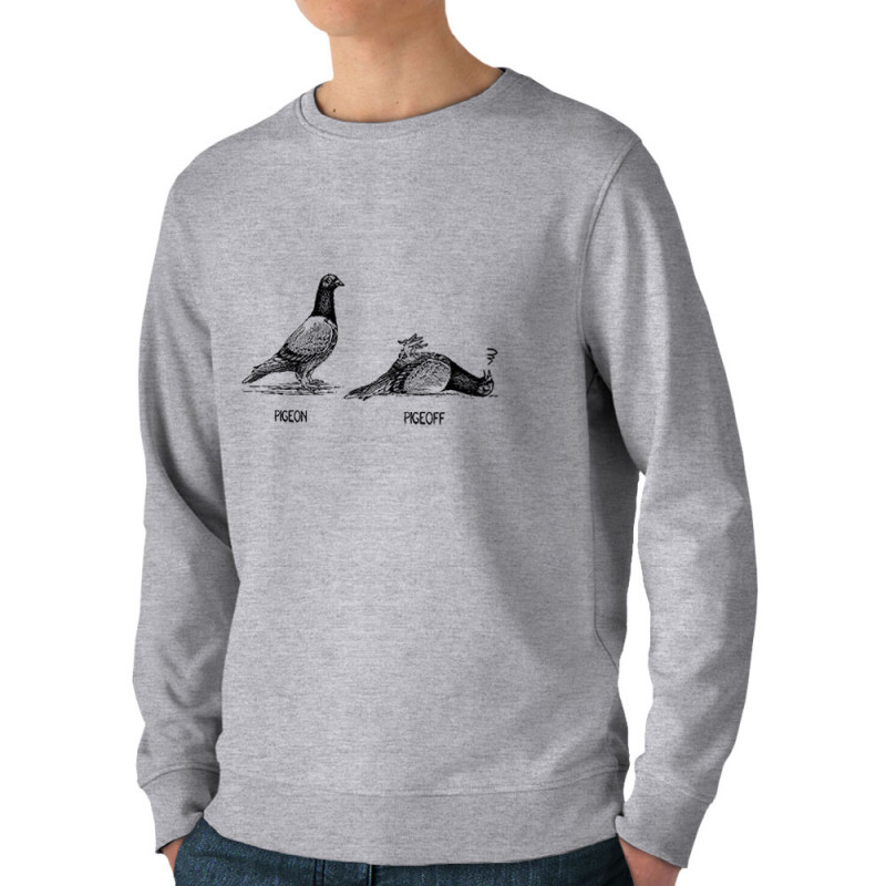 Sweat homme bio col rond gris chiné Pigeon Pigeoff (Gondrax,Les Bébêtes,Humour,Animaux)