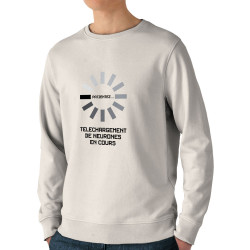 Sweat homme bio col rond naturel Téléchargement de neurones en cours (Gondrax,Humour,Jeux Vidéo / Geek)