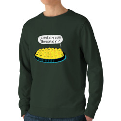 Sweat homme bio col rond vert foncé Ça veut dire quoi thermostat 7 (Ted Boundy,Animaux,Humour,Fruits & Légumes)