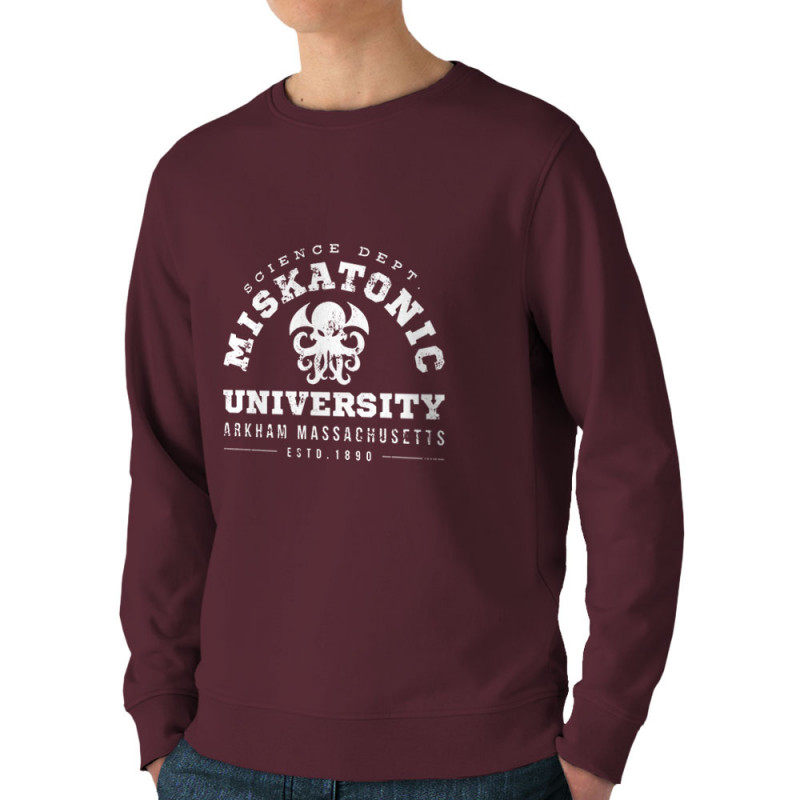 Sweat homme bio col rond bordeaux Miskatonic University (Alex Kidd,Films/Séries)