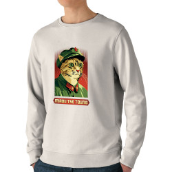 Sweat homme bio col rond naturel Miaou Tse Toung (Animaux,Humour,Chats)