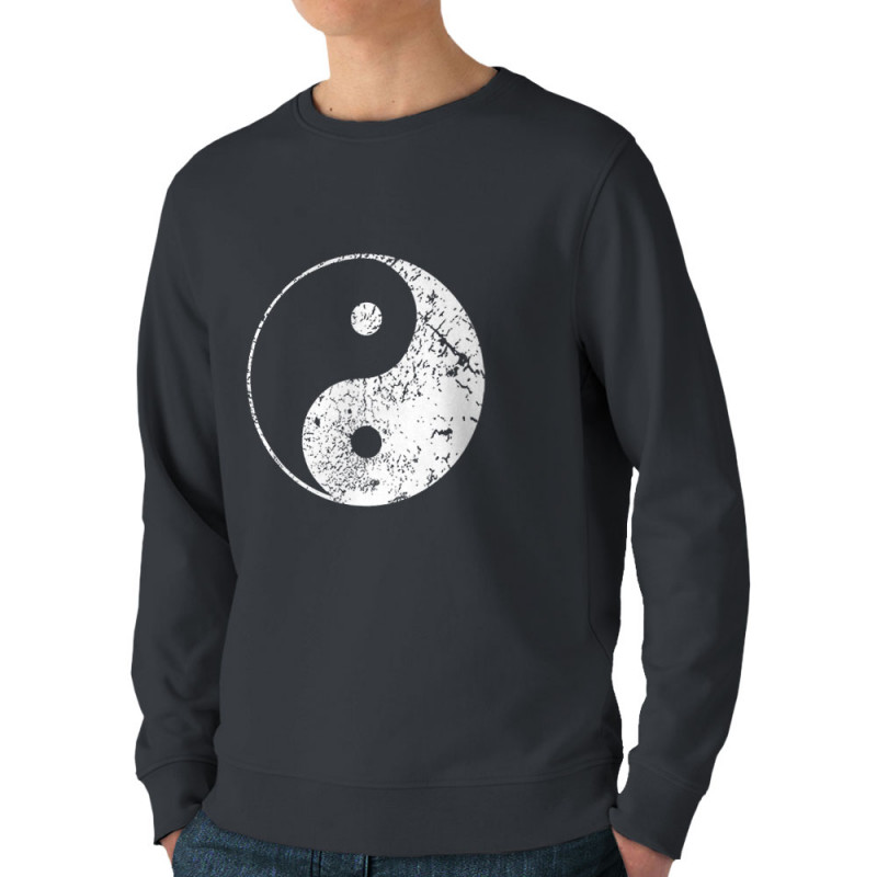 Sweat homme bio col rond gris anthracite Ying Yang (Ethnique)
