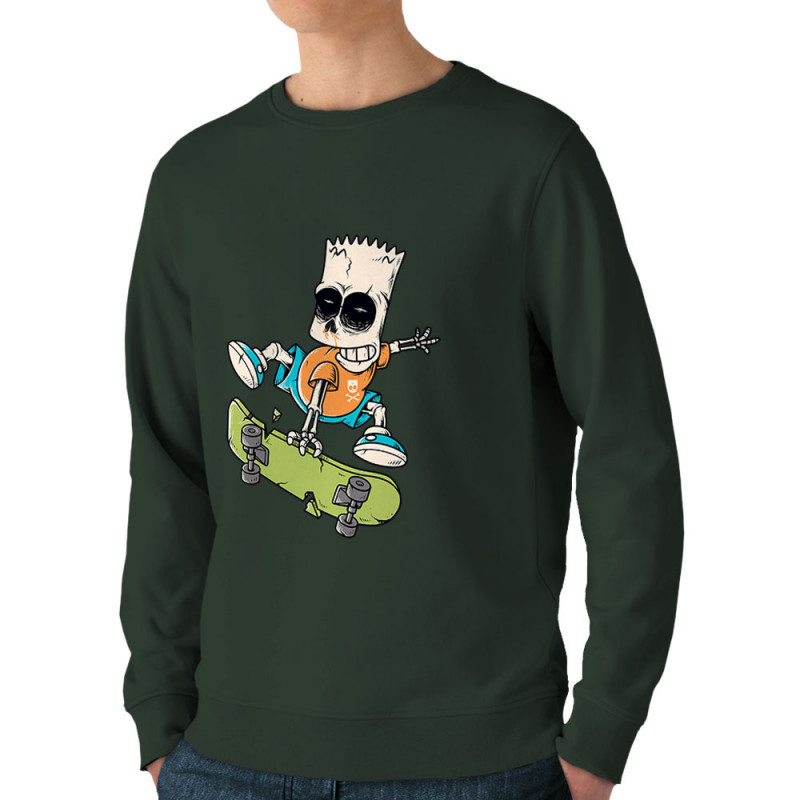 Sweat homme bio col rond vert foncé Simpskull Skate (Films/Séries,Skate)