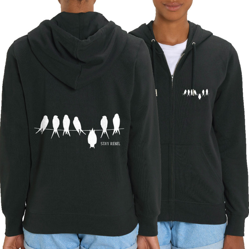 Sweat femme zippé à capuche coton bio noir Stay Rebel (Gondrax,Animaux,Humour,Stay)
