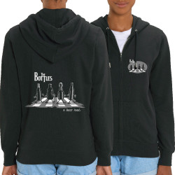 Sweat femme zippé à capuche coton bio noir The Bottles (Gondrax,Humour,Alcool,Amazon)