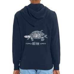 Sweat femme zippé à capuche coton bio bleu marine Mobil Home (Gondrax,Animaux,Humour,Les Bébêtes)