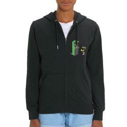 Sweat femme zippé à capuche coton bio noir Insert Coins (Ted Boundy,Animaux,Humour,Jeux Vidéo / Geek)