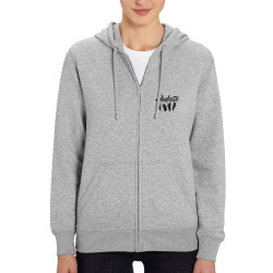 Sweat femme zippé à capuche coton bio gris chiné Bad River - The Wolf (Taïry Greene,Bad River,Animaux)