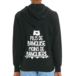 Sweat femme zippé à capuche coton bio noir Plus de banquise (Gondrax,Slogans engagés,Ecologie)