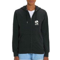 Sweat femme zippé à capuche coton bio noir Santa Muerte - Smoking Skull (Santa Muerte,Têtes de morts)