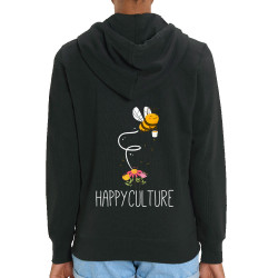 Sweat femme zippé à capuche coton bio noir Happyculture (Andy,Animaux)
