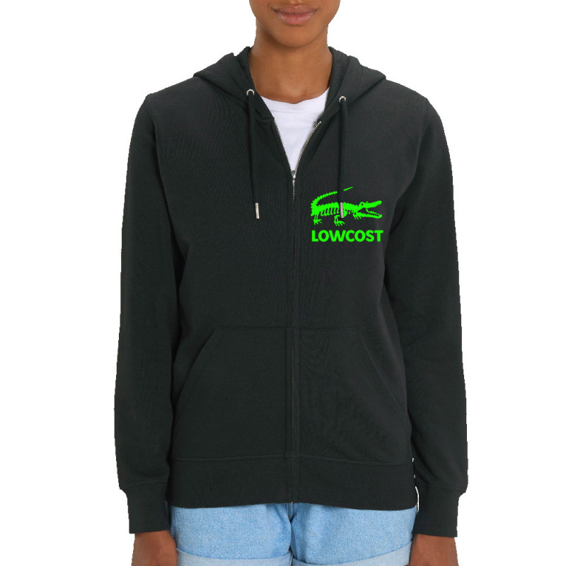 Sweat femme zippé à capuche coton bio noir Lowcost (Mattdez,Humour)