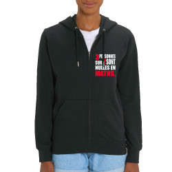 Sweat femme zippé à capuche coton bio noir 3 personnes sur 2 (Franck,Humour,Slogans Débiles,Des chiffres et des lettres,Devoirs 