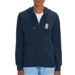 Sweat femme zippé à capuche coton bio bleu marine Kondamas Pocket (Le Duc,Films/Séries,Manga Kawaï japan)