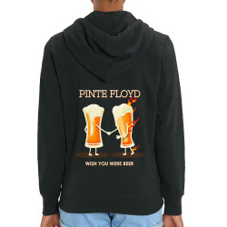 Sweat femme zippé à capuche coton bio noir Pinte Floyd (Gondrax,Alcool,Humour)